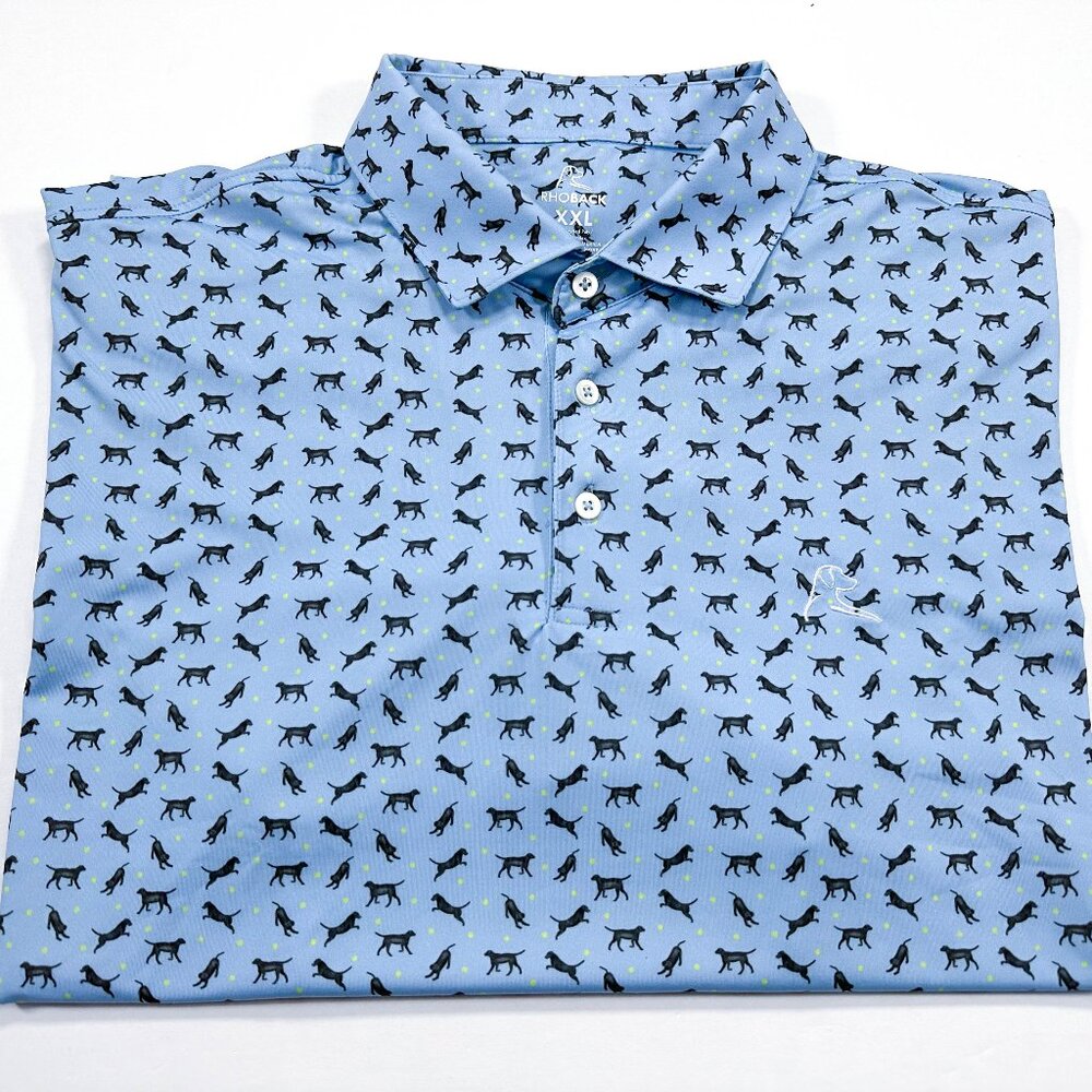 Rhoback The Lab Polo Shirt Men's XXL Blue Short Sleeve Performance Stretch